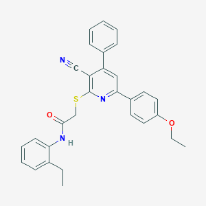 2-{[3-cyano-6-(4-ethoxyphenyl)-4-phenyl-2-pyridinyl]sulfanyl}-N-(2-ethylphenyl)acetamide