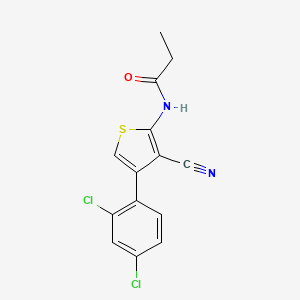 molecular formula C14H10Cl2N2OS B4183248 N-[3-cyano-4-(2,4-dichlorophenyl)-2-thienyl]propanamide 
