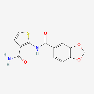 molecular formula C13H10N2O4S B4183260 N-[3-(aminocarbonyl)-2-thienyl]-1,3-benzodioxole-5-carboxamide 