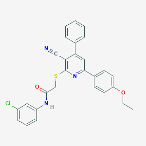 N-(3-chlorophenyl)-2-{[3-cyano-6-(4-ethoxyphenyl)-4-phenyl-2-pyridinyl]sulfanyl}acetamide