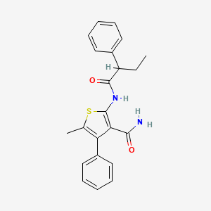 molecular formula C22H22N2O2S B4183355 5-methyl-4-phenyl-2-[(2-phenylbutanoyl)amino]-3-thiophenecarboxamide 