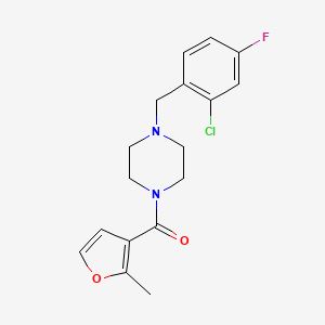 molecular formula C17H18ClFN2O2 B4183365 1-(2-chloro-4-fluorobenzyl)-4-(2-methyl-3-furoyl)piperazine 