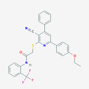 2-{[3-cyano-6-(4-ethoxyphenyl)-4-phenyl-2-pyridinyl]sulfanyl}-N-[2-(trifluoromethyl)phenyl]acetamide