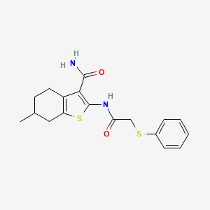 molecular formula C18H20N2O2S2 B4183398 6-methyl-2-{[(phenylthio)acetyl]amino}-4,5,6,7-tetrahydro-1-benzothiophene-3-carboxamide 