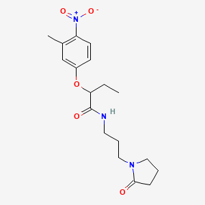 molecular formula C18H25N3O5 B4183399 2-(3-methyl-4-nitrophenoxy)-N-[3-(2-oxo-1-pyrrolidinyl)propyl]butanamide 