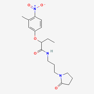 molecular formula C18H25N3O5 B4183399 2-(3-methyl-4-nitrophenoxy)-N-[3-(2-oxopyrrolidin-1-yl)propyl]butanamide 