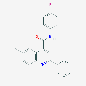 molecular formula C23H17FN2O B418340 N-(4-fluorophenyl)-6-methyl-2-phenyl-4-quinolinecarboxamide 