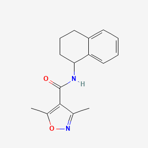 molecular formula C16H18N2O2 B4183411 3,5-dimethyl-N-(1,2,3,4-tetrahydro-1-naphthalenyl)-4-isoxazolecarboxamide 