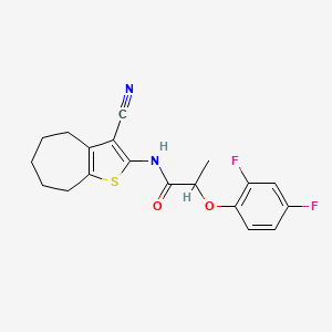 molecular formula C19H18F2N2O2S B4183412 N-(3-cyano-5,6,7,8-tetrahydro-4H-cyclohepta[b]thien-2-yl)-2-(2,4-difluorophenoxy)propanamide 