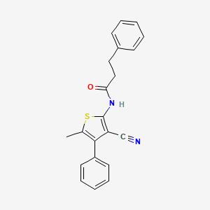 molecular formula C21H18N2OS B4183468 N-(3-cyano-5-methyl-4-phenyl-2-thienyl)-3-phenylpropanamide 