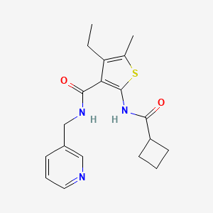 molecular formula C19H23N3O2S B4183492 2-[(cyclobutylcarbonyl)amino]-4-ethyl-5-methyl-N-(3-pyridinylmethyl)-3-thiophenecarboxamide 