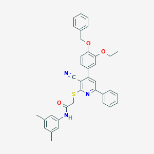 2-({4-[4-(benzyloxy)-3-ethoxyphenyl]-3-cyano-6-phenyl-2-pyridinyl}sulfanyl)-N-(3,5-dimethylphenyl)acetamide
