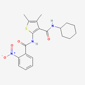 molecular formula C20H23N3O4S B4183500 N-cyclohexyl-4,5-dimethyl-2-[(2-nitrobenzoyl)amino]-3-thiophenecarboxamide 