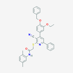 2-({4-[4-(benzyloxy)-3-ethoxyphenyl]-3-cyano-6-phenyl-2-pyridinyl}sulfanyl)-N-(2,5-dimethylphenyl)acetamide