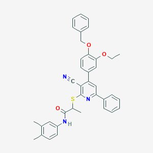 2-({4-[4-(benzyloxy)-3-ethoxyphenyl]-3-cyano-6-phenyl-2-pyridinyl}sulfanyl)-N-(3,4-dimethylphenyl)propanamide