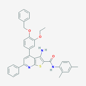 molecular formula C37H33N3O3S B418358 3-amino-4-[4-(benzyloxy)-3-ethoxyphenyl]-N-(2,4-dimethylphenyl)-6-phenylthieno[2,3-b]pyridine-2-carboxamide 