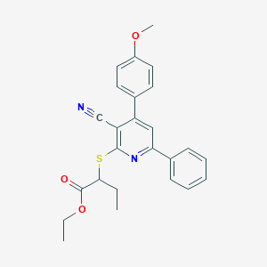 Ethyl 2-{[3-cyano-4-(4-methoxyphenyl)-6-phenyl-2-pyridinyl]sulfanyl}butanoate