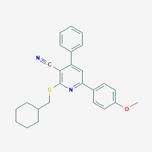 2-((Cyclohexylmethyl)thio)-6-(4-methoxyphenyl)-4-phenylnicotinonitrile