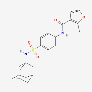 molecular formula C22H26N2O4S B4183631 N-{4-[(1-adamantylamino)sulfonyl]phenyl}-2-methyl-3-furamide 