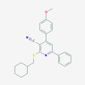 2-((Cyclohexylmethyl)thio)-4-(4-methoxyphenyl)-6-phenylnicotinonitrile
