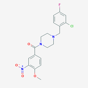 molecular formula C19H19ClFN3O4 B4183654 1-(2-chloro-4-fluorobenzyl)-4-(4-methoxy-3-nitrobenzoyl)piperazine 