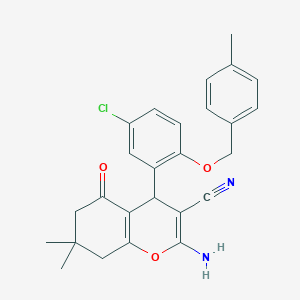 2-amino-4-{5-chloro-2-[(4-methylbenzyl)oxy]phenyl}-7,7-dimethyl-5-oxo-5,6,7,8-tetrahydro-4H-chromene-3-carbonitrile