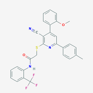 2-[3-cyano-4-(2-methoxyphenyl)-6-(4-methylphenyl)pyridin-2-yl]sulfanyl-N-[2-(trifluoromethyl)phenyl]acetamide