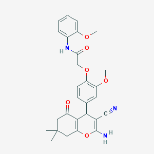 2-[4-(2-amino-3-cyano-7,7-dimethyl-5-oxo-5,6,7,8-tetrahydro-4H-chromen-4-yl)-2-methoxyphenoxy]-N-(2-methoxyphenyl)acetamide