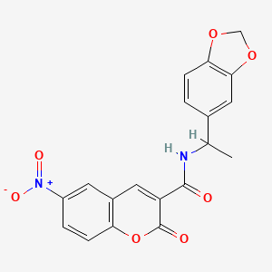 molecular formula C19H14N2O7 B4183774 N-[1-(1,3-benzodioxol-5-yl)ethyl]-6-nitro-2-oxo-2H-chromene-3-carboxamide 