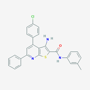 molecular formula C27H20ClN3OS B418378 3-amino-4-(4-chlorophenyl)-N-(3-methylphenyl)-6-phenylthieno[2,3-b]pyridine-2-carboxamide 