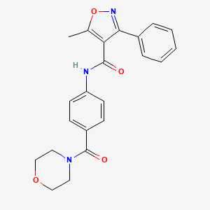 molecular formula C22H21N3O4 B4183847 5-methyl-N-[4-(4-morpholinylcarbonyl)phenyl]-3-phenyl-4-isoxazolecarboxamide 