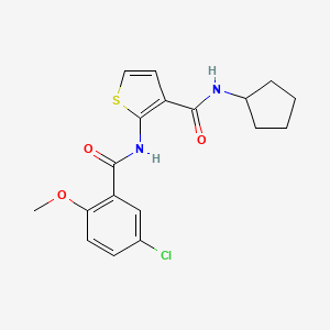 molecular formula C18H19ClN2O3S B4183851 2-[(5-chloro-2-methoxybenzoyl)amino]-N-cyclopentyl-3-thiophenecarboxamide 