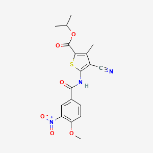 molecular formula C18H17N3O6S B4183852 isopropyl 4-cyano-5-[(4-methoxy-3-nitrobenzoyl)amino]-3-methyl-2-thiophenecarboxylate 