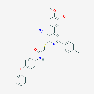 2-{[3-cyano-4-(3,4-dimethoxyphenyl)-6-(4-methylphenyl)-2-pyridinyl]sulfanyl}-N-(4-phenoxyphenyl)acetamide
