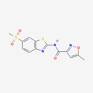 molecular formula C13H11N3O4S2 B4183901 5-methyl-N-[6-(methylsulfonyl)-1,3-benzothiazol-2-yl]-3-isoxazolecarboxamide 
