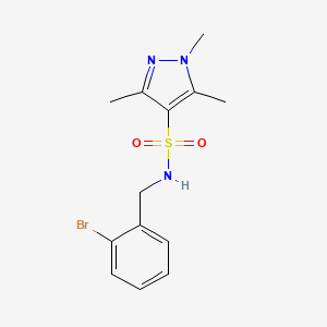 molecular formula C13H16BrN3O2S B4183908 N-(2-bromobenzyl)-1,3,5-trimethyl-1H-pyrazole-4-sulfonamide 