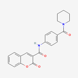 molecular formula C22H20N2O4 B4183915 2-oxo-N-[4-(1-piperidinylcarbonyl)phenyl]-2H-chromene-3-carboxamide 