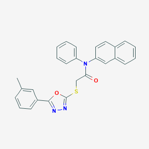 molecular formula C27H21N3O2S B418392 2-[[5-(3-methylphenyl)-1,3,4-oxadiazol-2-yl]sulfanyl]-N-naphthalen-2-yl-N-phenylacetamide CAS No. 337490-39-8