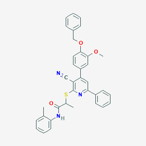 2-({4-[4-(benzyloxy)-3-methoxyphenyl]-3-cyano-6-phenyl-2-pyridinyl}sulfanyl)-N-(2-methylphenyl)propanamide