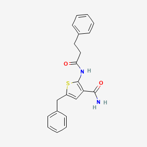molecular formula C21H20N2O2S B4183931 5-benzyl-2-[(3-phenylpropanoyl)amino]-3-thiophenecarboxamide 