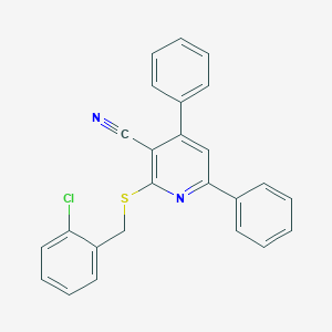 molecular formula C25H17ClN2S B418394 2-[(2-Chlorobenzyl)sulfanyl]-4,6-diphenylnicotinonitrile 