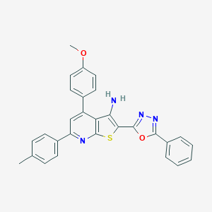 4-(4-Methoxyphenyl)-6-(4-methylphenyl)-2-(5-phenyl-1,3,4-oxadiazol-2-yl)thieno[2,3-b]pyridin-3-ylamine