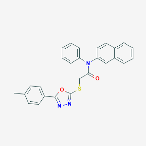 molecular formula C27H21N3O2S B418397 2-[[5-(4-methylphenyl)-1,3,4-oxadiazol-2-yl]sulfanyl]-N-naphthalen-2-yl-N-phenylacetamide CAS No. 337489-35-7