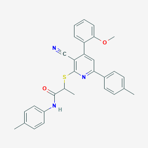 2-{[3-cyano-4-(2-methoxyphenyl)-6-(4-methylphenyl)-2-pyridinyl]sulfanyl}-N-(4-methylphenyl)propanamide