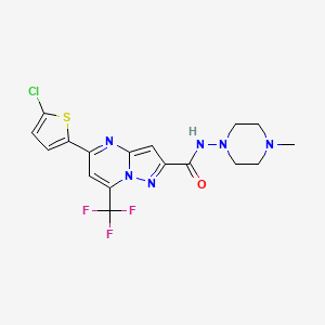 molecular formula C17H16ClF3N6OS B4184010 5-(5-chloro-2-thienyl)-N-(4-methyl-1-piperazinyl)-7-(trifluoromethyl)pyrazolo[1,5-a]pyrimidine-2-carboxamide 