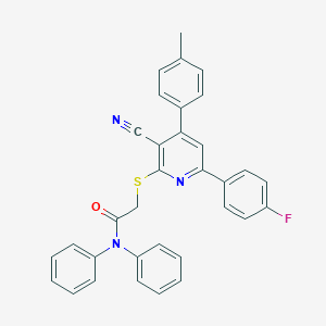 2-{[3-cyano-6-(4-fluorophenyl)-4-(4-methylphenyl)-2-pyridinyl]sulfanyl}-N,N-diphenylacetamide