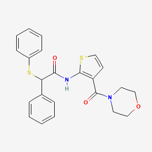 molecular formula C23H22N2O3S2 B4184033 N-[3-(4-morpholinylcarbonyl)-2-thienyl]-2-phenyl-2-(phenylthio)acetamide 