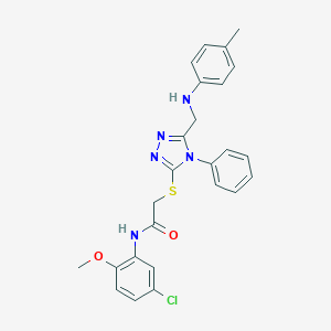 molecular formula C25H24ClN5O2S B418405 N-(5-chloro-2-methoxyphenyl)-2-{[4-phenyl-5-(4-toluidinomethyl)-4H-1,2,4-triazol-3-yl]sulfanyl}acetamide 