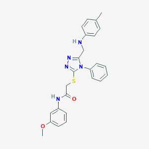 molecular formula C25H25N5O2S B418407 N-(3-methoxyphenyl)-2-{[4-phenyl-5-(4-toluidinomethyl)-4H-1,2,4-triazol-3-yl]sulfanyl}acetamide 