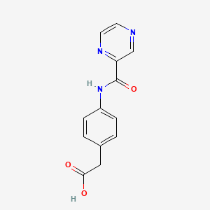 molecular formula C13H11N3O3 B4184148 {4-[(2-pyrazinylcarbonyl)amino]phenyl}acetic acid 